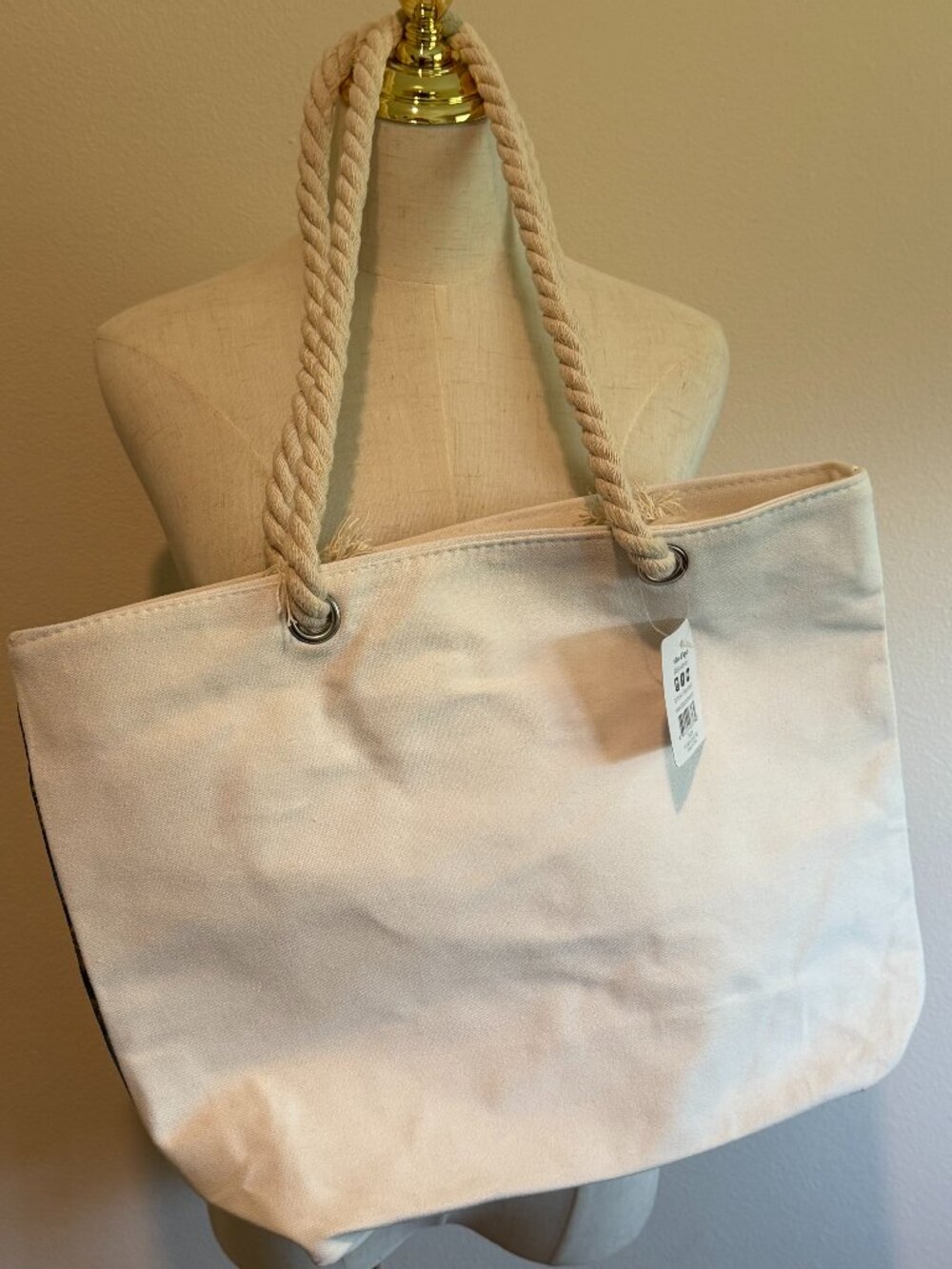 Bijoux Terner Vacay Mode Canvas Tote Bag NWT Cream Beach Summer - Picture 2 of 7